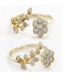 Кольцо женщин корейская версия модного темперамента Diamond Ed Leaves Ruyi Flower Open Ring Кольцо кольцо пальца женское 9434481