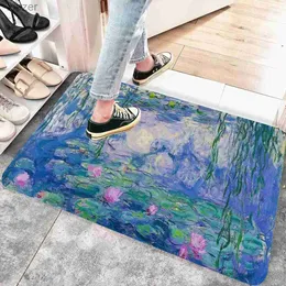 Carpet Claude Monet pintando arte estética tapetes de piso barato não deslizamento moderno sala de estar varanda de cama impressa wx