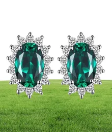JewelryPalace Kate Middleton 시뮬레이션 Green Emerald 925 Sterling Silver Stud Earrings Princess Gemstone Crown Earring 2110095426738