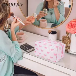 Torebki kosmetyczne urocze łuk toaletowa toaletowa bawełniana pikowana makijaż organizator magazynowy estetyczny estetyczny dla kobiet i dziewcząt