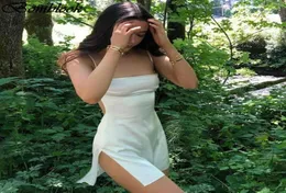 Bomblook Rayon Suppra Plays для женщин 2021 Лето сексуально без спинка клуб мини -платье с разреза