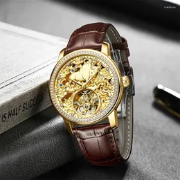 Wristwatches AILANG Top Brand Men Automatic Mechanical Watch Fashion Tourbillon For Luminous Waterproof Clock Leather Strap 8313