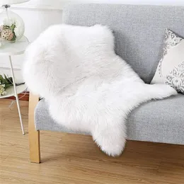 Carpets 60x90cm Sheepskin Chair Cover Seat Pad Soft Carpet Hairy Plain Skin Fur Fluffy Area Rugs Bedroom Faux Mat Muzzi