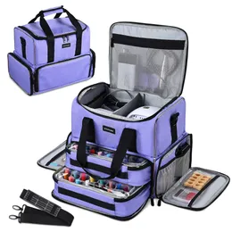 Nail Polish Organizer Holds 80 Bottles and a Nail Lamp, Nail Polish Case with 2 Removable Bags and Tools Storage Pockets Purple