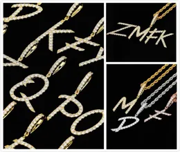 Neue Mode personalisierte echte Gold Bling Diamant Cursive AZ Anfangsbuchstaben Benutzerdefinierte Namen Anhänger Halskette DIY -Buchstaben Schmuck für C5312117