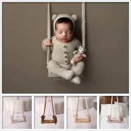 Baby Swing Born Infant Praphy Props Wood Chain Babies Möbler Spädbarn PO Shooting Prop Accessories Fotografia 240429