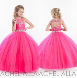 Girls Pageant Dresses Little for Girls Gowns per bambini rosa per bambini abito da pallone da pavimento Abito da ragazza sfiora