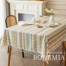 Tkanina stołowa znakomity styl etniczny prostokątny obrus zmywalny bawełniany mieszanka frędzlona Wodoodporna odporna na olejem-idealna do D