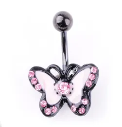 D0903 Butterfly Belly Navel Button Ring Multicolor With Black Body8035425