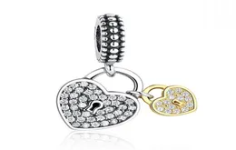 Micro Pave Crystal Gold Plated Heart Starm Charm Pendants 925 Sterling Silver Dangle Charms Bead for Europeany Women DIY BR2499633