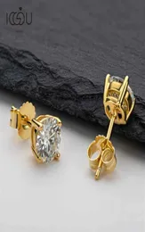 Iogou Classic 925 Sterling Silver Studörhängen för kvinnor 0 5CT 1 0CTColor Mossanite Diamond Gems Wedding Jewelery244A6959315
