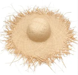 Cappelli di paglia di rafia naturale larghi naturali ampi largo testrelle con cerchio marginale della spiaggia estate vuoto grande cappello di paglia 7675803