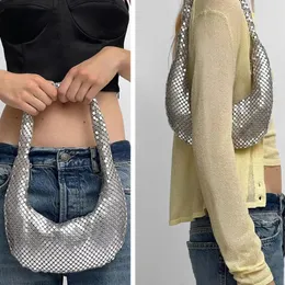 Sacchetti da sera in metallo di lusso a maglie da donna marchi di designer di ascelle cavo borse per le donne per donne 2024