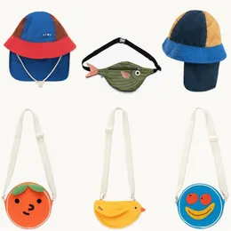 Kids Hat Hat Spring Summer Strafina TC Garotas Meninas Hapéu de sol Cap ins Baby Topee crianças pequenas crianças algodão Topi Bolsa de ombro 240509