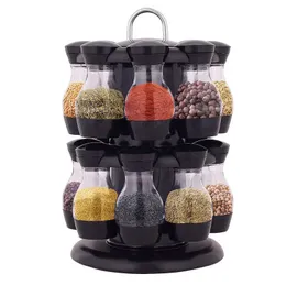 8pcs Gewürzset 360 rotierende Gewürzgläser Rack Küche Cruet Gewürzflasche Kaffee Zuckerdichtung Jar Behälter Rack