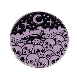Under The Moonlight Skeleton Heap Hard Enamel Pin Unique Terror Gothic Style Medal Brooch Fashion Punk Backpack Jewelry Gift
