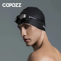 COPOZZ Mens elástica de tamanho grande Capinha de coloração Chapéu de natação adulto Chapéu de natação à prova d'água Silicone Hat 240429