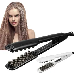 Hair Volumizing Iron 2 In 1 Straightener Curling Ceramic Crimper Corrugated Curler Flat 3D Fluffy Styling Tool 240425