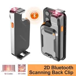 Scanners Mini Bluetooth Wireless 1D 2D Scanner de código de barras Portátil clipe traseiro QR Código de barras Leitor de laser Scanners Mobile Reading com telefone