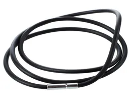 Colar de cordão de borracha preta de 3 mm com fechamento de aço inoxidável homens homens gargantilhas acessórios de garganta collier 255inch5094520