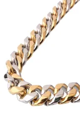 Jóias de aço inoxidável de cor dourada de cor prata para homens colar de mulheres Colar ou pulseira de 1215 mm Cadeia de ligação cubana 740 polegadas9403927