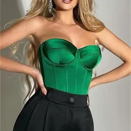 Odessa Satin Corset Crop Top with Cups Strapless Spring Summer Sexy Off Shoulder Party Sleeveless Bustier Tank Tops Women 2204239670821
