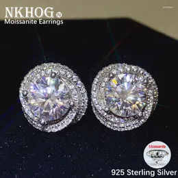 Studörhängen nkhog real 6cttw moissanite d färg kvinnor 925 sterling silver örat pläterade 18k guldfest gåva fina smycken gra