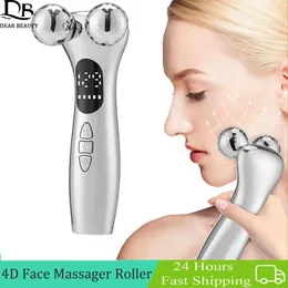 Home Beauty Instrument EMS Pulse Neck Facial Massager Roller 4D Lift Anti-Aging Wrinkle Removal Black Circles Eye Care Beauty Tool Q240508