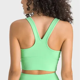 Lu Bra Yoga Allinea Top Top 2023 Women's-Neck Racerback Sports Bra Ruched Longline Yoga Crop Bras Op Lemon Ll Workout Gym Woman