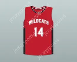 Custom Nay Mens Youth/Kids Troy Bolton 14 East High School Wildcats Red Basketball Jersey Top zszyte S-6xl