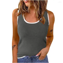 Tanques femininos OMSJ Mulheres Basic Patchwork Crop Top U Pescoço sem mangas verão Casual Skinny Sporty Club All-Match Streetwear Tank Feminino