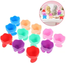Dinnerware Sets 12pcs Egg Boiler Mold Cup Easter Breakfast Trays Silicone Holders Cartoon Storage Mixed Color