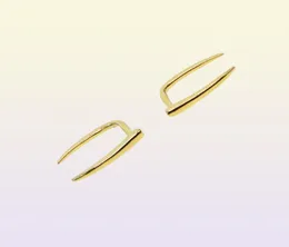 2019 Minimal 925 Sterling Silver Bar Earring Ear Wire Gold Color Polished Simple Delicate Design Girl Women Lovely Ear Jewelry8356317