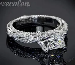 Vecalon 2016 Romantischer antiker weiblicher Ring 2CT Simuliertes Diamant CZ 925 Sterling Silber Engagement Ehering Band Ring für Frauen 7356038