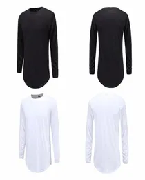 Zipper Street Wear T -Shirt Männer verlängern Swag Side Zip T -Shirt Super Longline Long Sleeve T -Shirts mit Kurve Saum und Reißverschluss Solid5613894