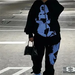 Kobiet bluzy damskie y2k kawaii graffiti dziewczęca druk anime kaptura z kapturem mężczyzn w stylu harajuku moda moda zwykła ulica Hip Hop Gothic Bluza