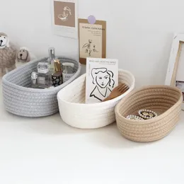 Nordic Cotton Rope Woven Storage Baskets Organize Boxs Desktop Sundries Organize Basket Sundries Key Cosmetics Storage