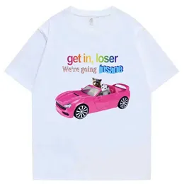 Le magliette maschili Get in Loser stavano diventando folle divertenti magliette divertenti animali da gioco animale meme corto slve uomini magliette da donna t-shirt maglietta cotone t240506