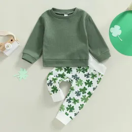 Set di abbigliamento per bambini baby boy St Patricks Day Outfifit Mama S CAMPIO LUCKING FEGLIO LUNGHIERA Pantaloni da jogger da jogger 2 pcs set