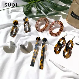 Stud Earrings SUQI Big Vintage Acetate Long Maxi For Women Geometric Statement Earring 2024 Metal Hanging Fashion Jewelry