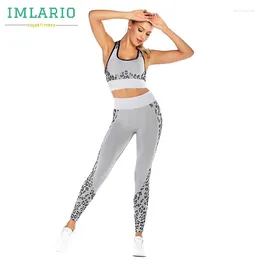 Yoga -Outfits Imlario Leopard Print nahtloser 2 PCs Fitness Set Women Scrunch Buppyoga Leggings Push Up Sport Bra Sports Kompression Outfit