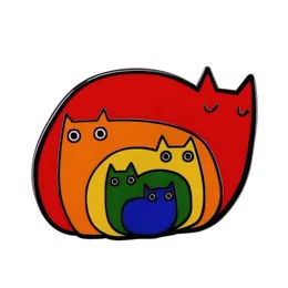 Vacker Rainbow LGBT Hard Emamel Pins Samla söt Animal Cat Metal Cartoon Brooch Ryggsäck Krage Lapel Badge Fashion Jewelry