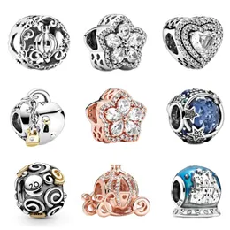 Memnon Jewelry 925 Sterling Silver Sparkling Snowflake Pave Charm Celestial Blue Stars Charms Two-Tone Heart Lock Bead Pumpkin Beads Fi 246Z