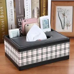 2024 PU Leather Tissue Box Cover Desk Makeup Cosmetic Organizer Remote Controller Phone Holder Home Office Tissue Paper Napkin Holder for PU