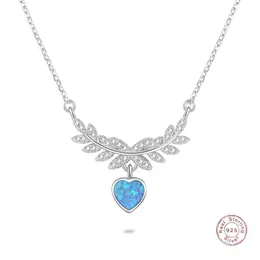 Collane a ciondolo popolare design originale originale di buona qualità argento 925 gioielli opali in pietra principale per donna angelo con la collana del cuore per ragazze regalo J240508