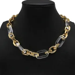 Chains Transparent New Design Twist Alloy Acrylic Choker Punk Chunky Cuban Thick Chain Necklace for Women Male Necklace Jewelry d240509
