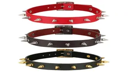 Boniskiss 2020 New Rock Spike Rivet Choker Belt Collar Läder Goth Halsband med tipp med chockerhalsband för kvinnan man smycken7197078