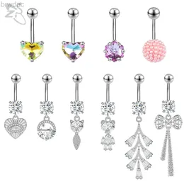 Navelringar ZS 1pc 14G Rostfritt stål Belly Ring för kvinnor Girls Crystal Heart Belly Button Piercing 10mm Lizard Belly Button Ring Smycken D240509