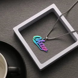 Colorful OKAY Letters Pendant Necklace Stainless Steel Sweater Chain Jewelry