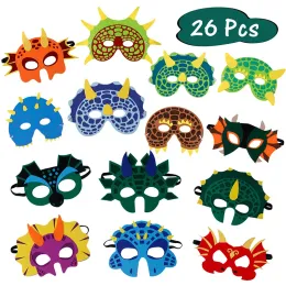 Masker 26 Pack Dinosaur Party Masks Masquerade och Halloween Felt Foam Eva Dino Face Mask for Children Children Christmas Birthday Presents